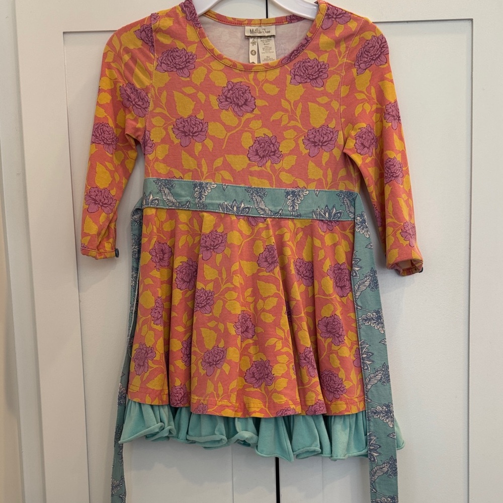 Matilda Jane Pink and Yellow Floral Dress with Blue Accents